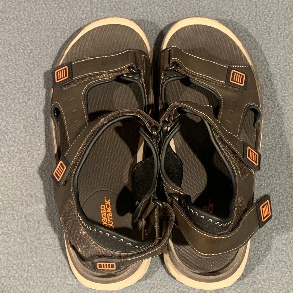 Rugged Outback Mens Brown Adjustable Strap Sandals Size 9‎ Casual